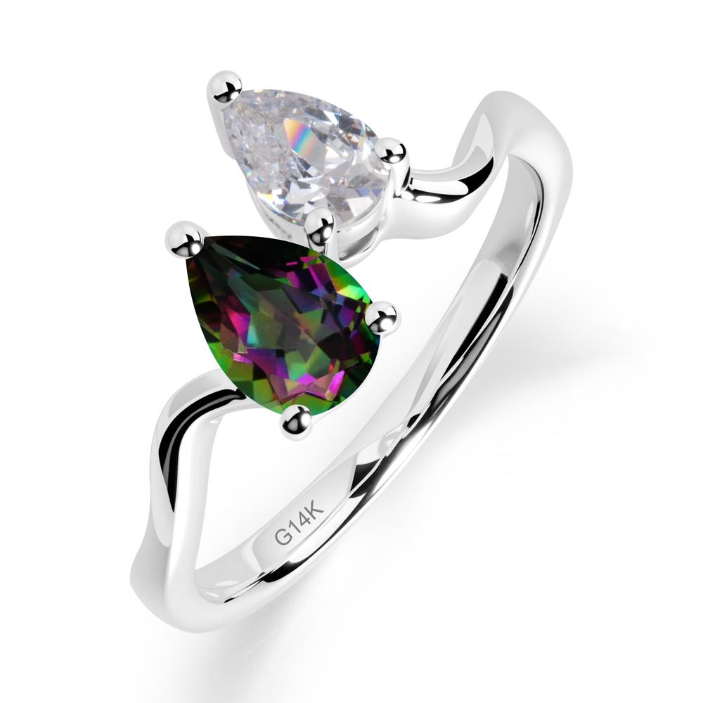 Pear Shaped Mystic Topaz Toi Et Moi Ring - LUO Jewelry #metal_14k white gold
