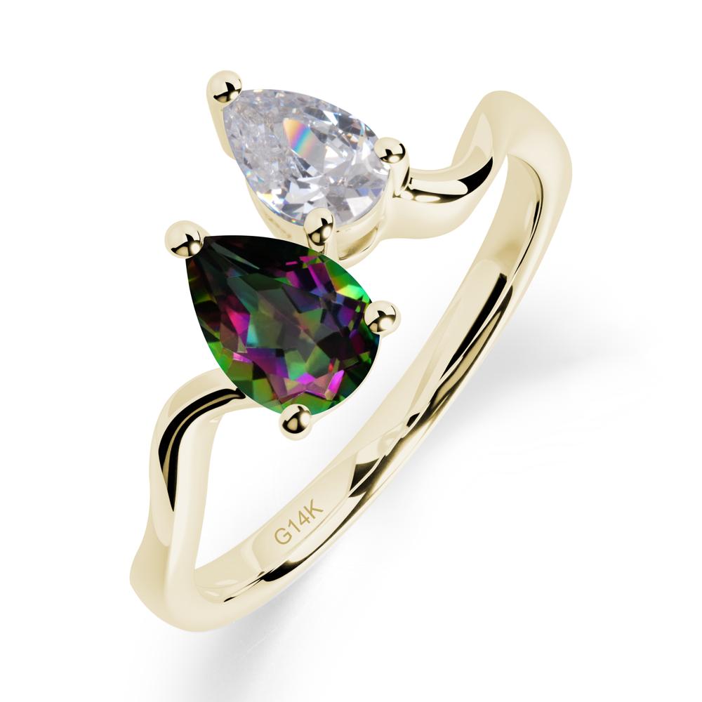Pear Shaped Mystic Topaz Toi Et Moi Ring - LUO Jewelry #metal_14k yellow gold