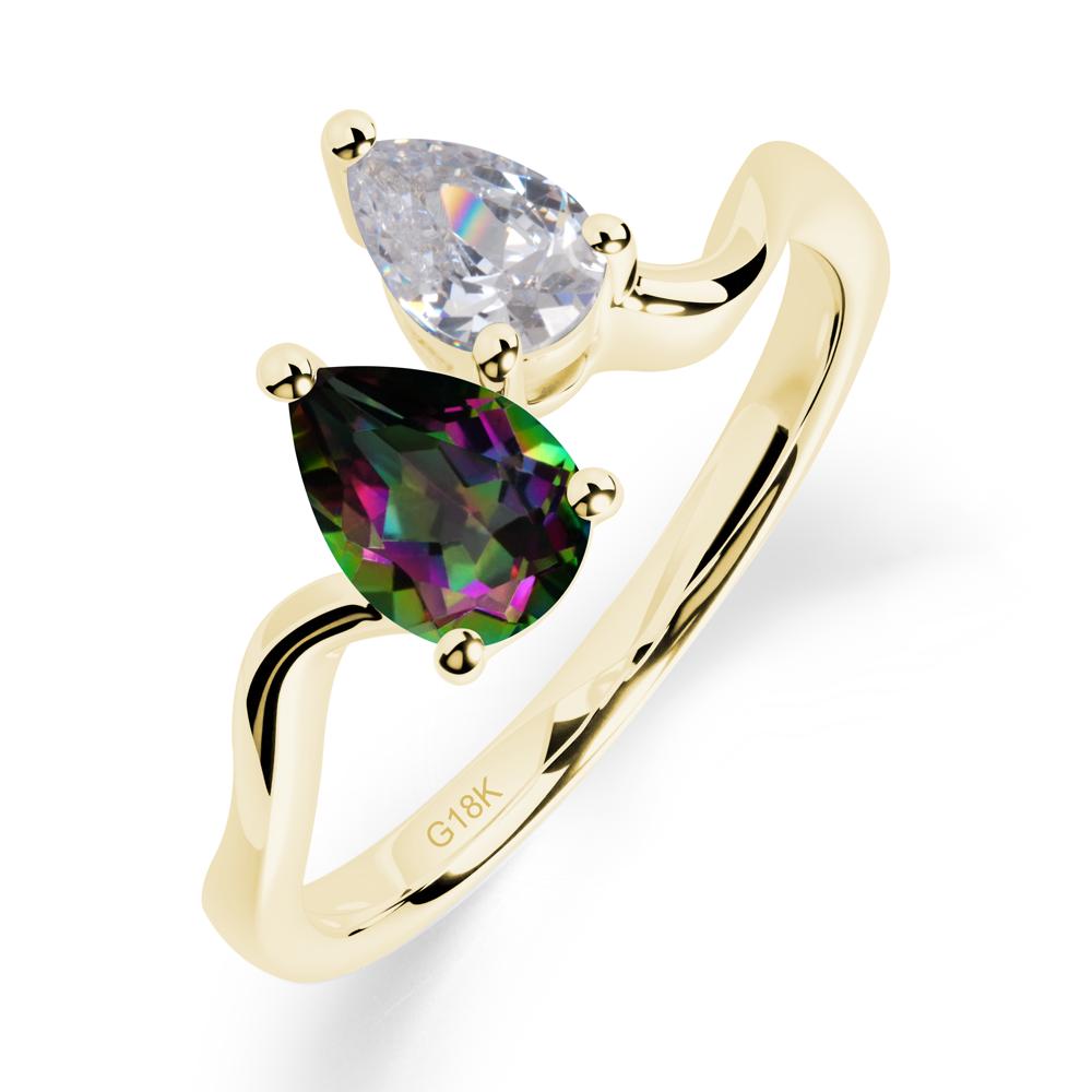 Pear Shaped Mystic Topaz Toi Et Moi Ring - LUO Jewelry #metal_18k yellow gold