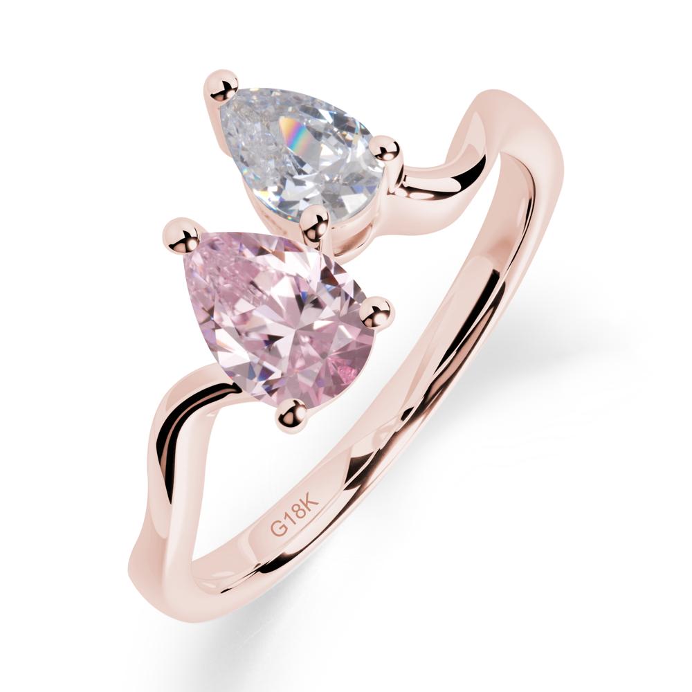 Pear Shaped Pink Cubic Zirconia Toi Et Moi Ring - LUO Jewelry #metal_18k rose gold