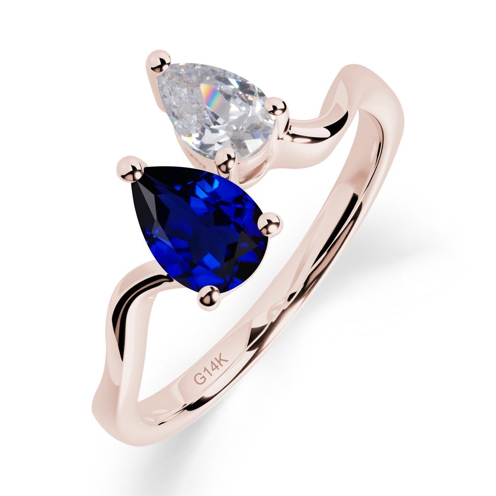 Pear Shaped Sapphire Toi Et Moi Ring - LUO Jewelry #metal_14k rose gold