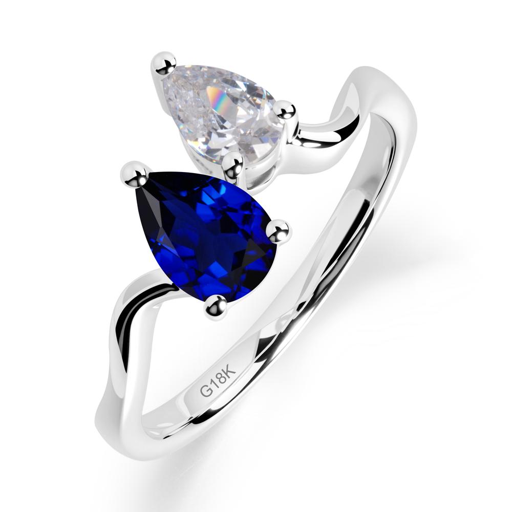 Pear Shaped Sapphire Toi Et Moi Ring - LUO Jewelry #metal_18k white gold
