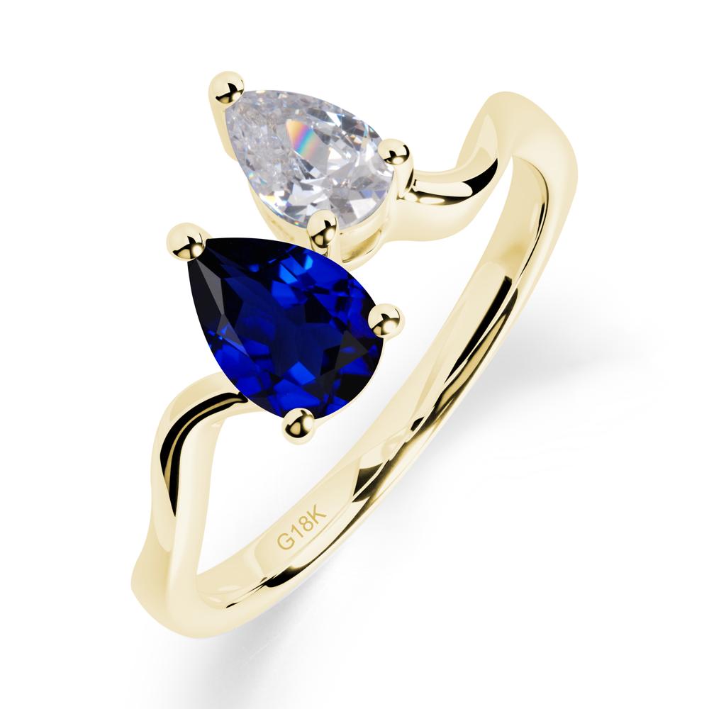 Pear Shaped Sapphire Toi Et Moi Ring - LUO Jewelry #metal_18k yellow gold