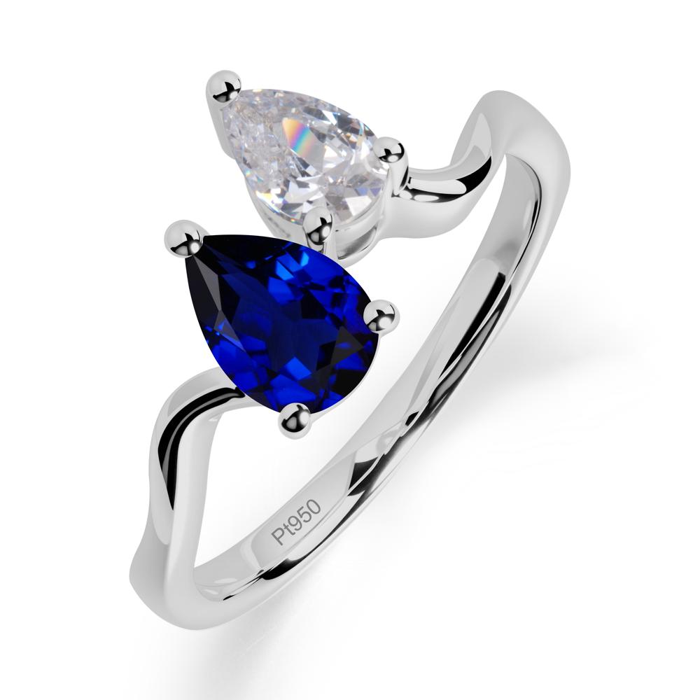 Pear Shaped Sapphire Toi Et Moi Ring - LUO Jewelry #metal_platinum