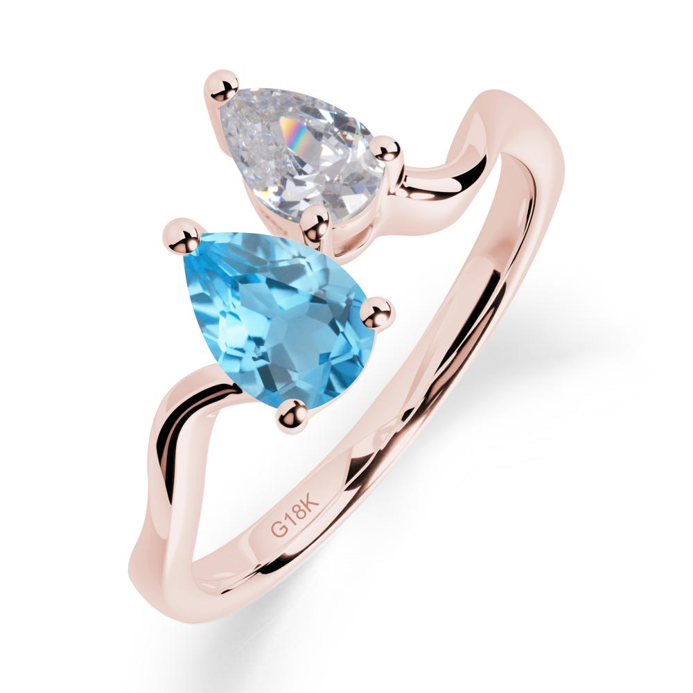 Pear Shaped Swiss Blue Topaz Toi Et Moi Ring - LUO Jewelry #metal_18k rose gold