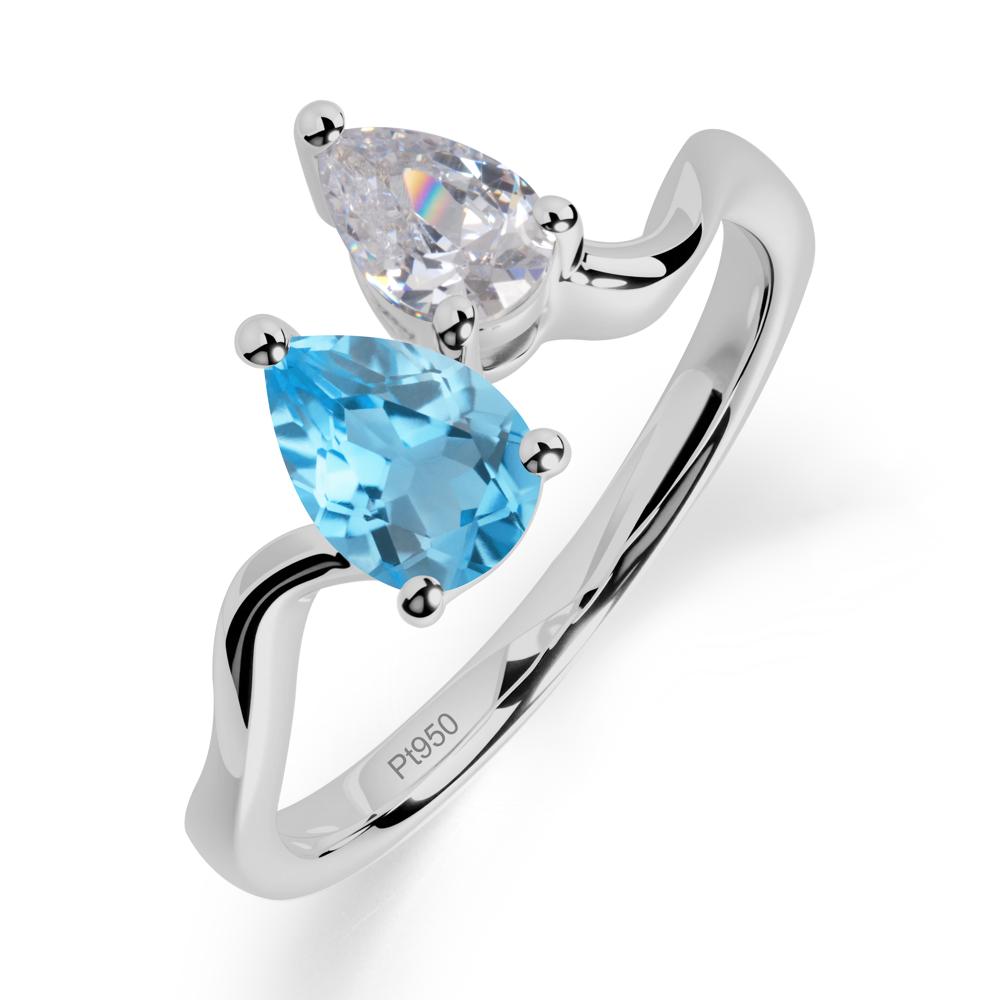 Pear Shaped Swiss Blue Topaz Toi Et Moi Ring - LUO Jewelry #metal_platinum