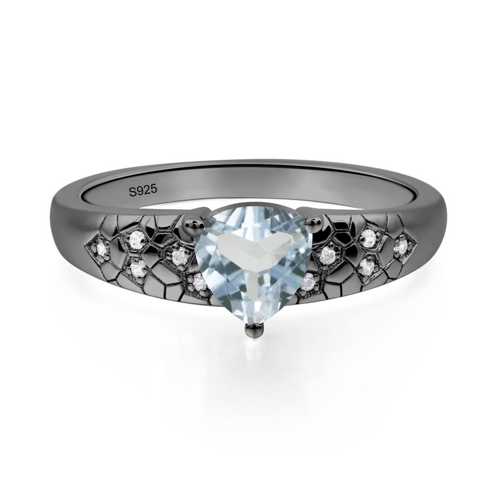 Aquamarine Cracked Ring - LUO Jewelry #metal_black finish sterling silver