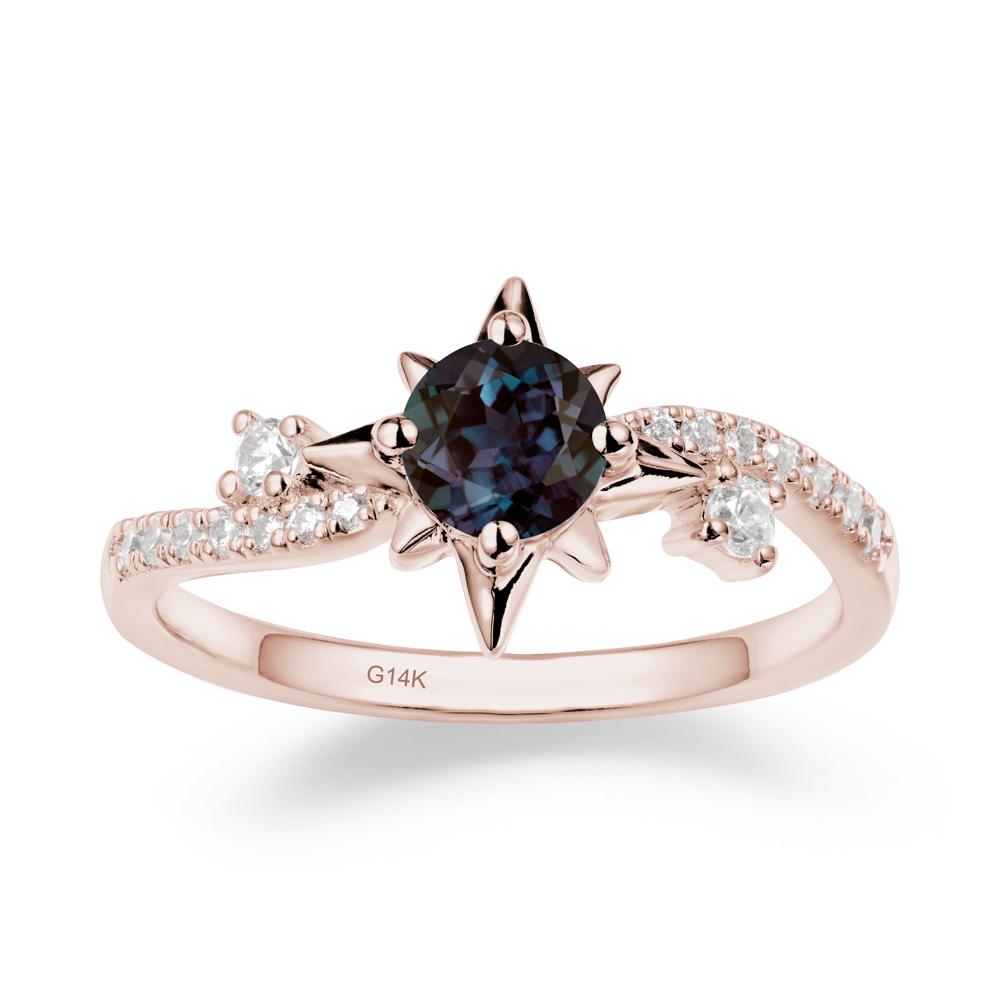 8-Pointed Star Round Alexandrite Ring - LUO Jewelry #metal_14k rose gold