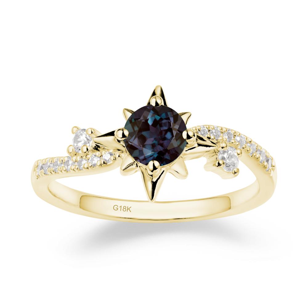 8-Pointed Star Round Alexandrite Ring - LUO Jewelry #metal_18k yellow gold