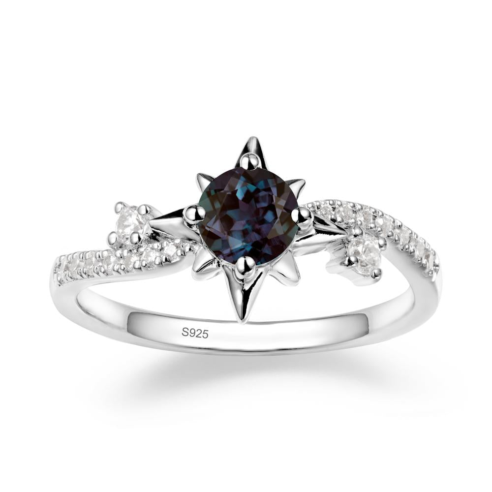 8-Pointed Star Round Alexandrite Ring - LUO Jewelry #metal_sterling silver