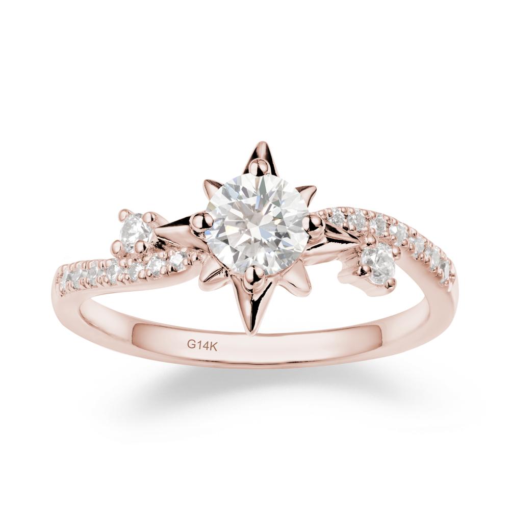 8-Pointed Star Round Diamond Ring - LUO Jewelry #metal_14k rose gold