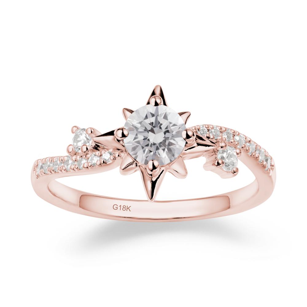 8-Pointed Star Round Diamond Ring - LUO Jewelry #metal_18k rose gold