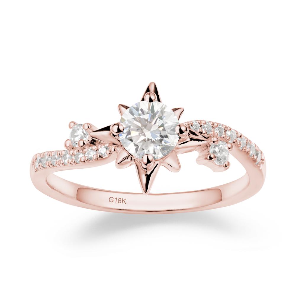 8-Pointed Star Round Diamond Ring - LUO Jewelry #metal_18k rose gold