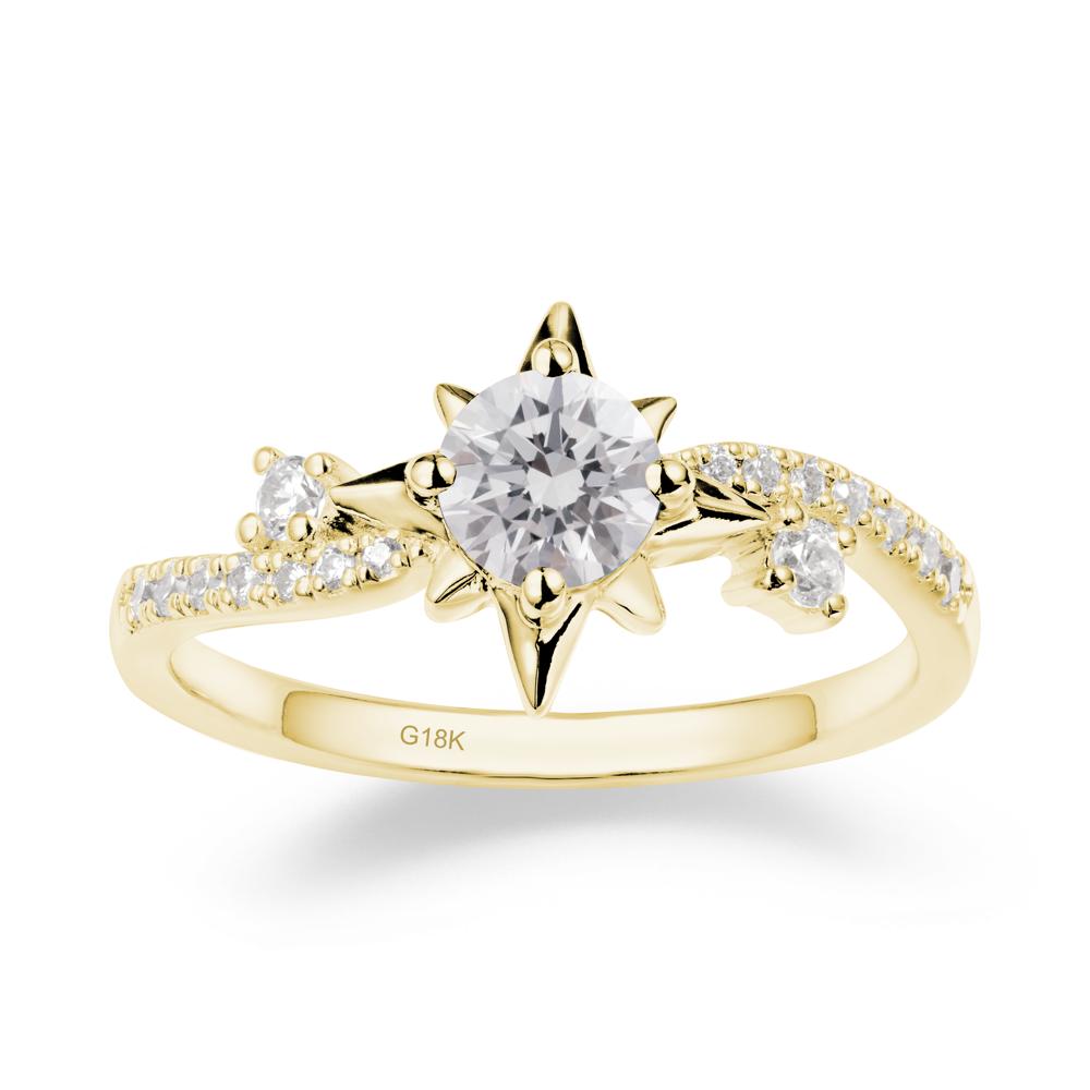 8-Pointed Star Round Diamond Ring - LUO Jewelry #metal_18k yellow gold