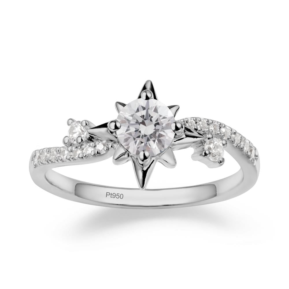 8-Pointed Star Round Diamond Ring - LUO Jewelry #metal_platinum