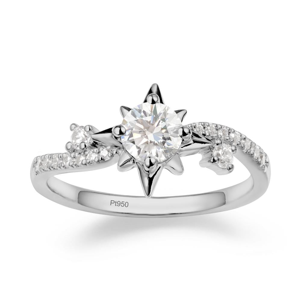 8-Pointed Star Round Diamond Ring - LUO Jewelry #metal_platinum