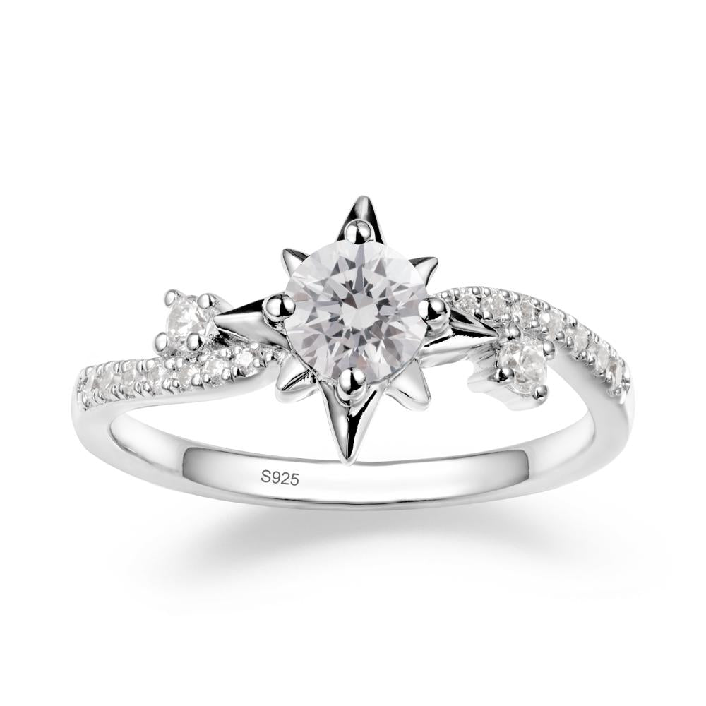 8-Pointed Star Round Diamond Ring - LUO Jewelry #metal_sterling silver