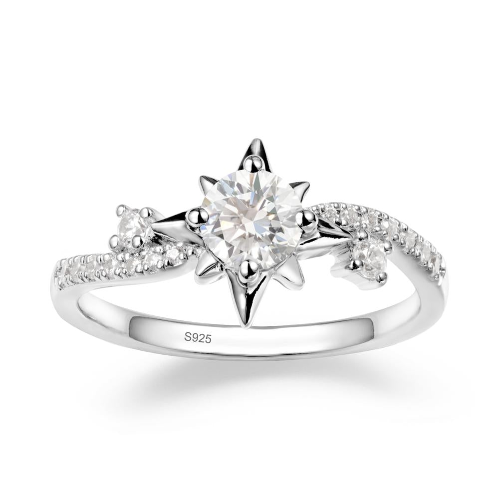 8-Pointed Star Round Diamond Ring - LUO Jewelry #metal_sterling silver