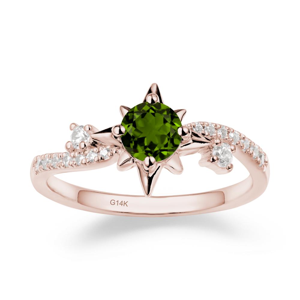8-Pointed Star Round Diopside Sterling Silver Ring - LUO Jewelry #metal_14k rose gold