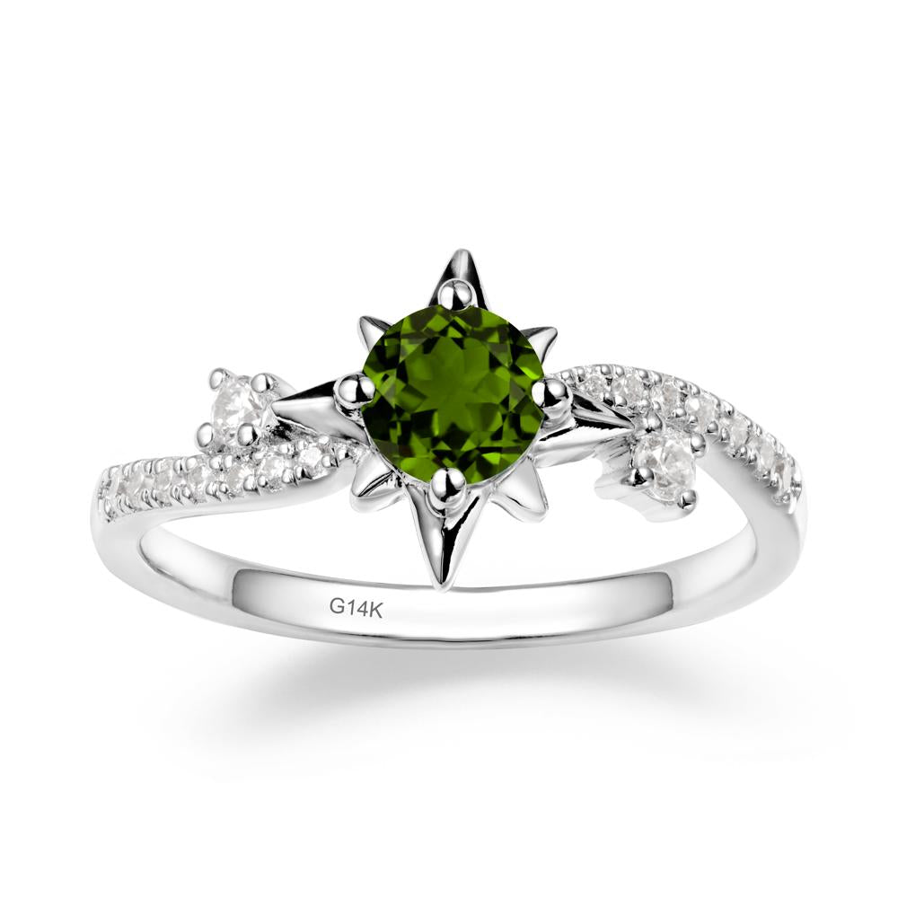 8-Pointed Star Round Diopside Sterling Silver Ring - LUO Jewelry #metal_14k white gold
