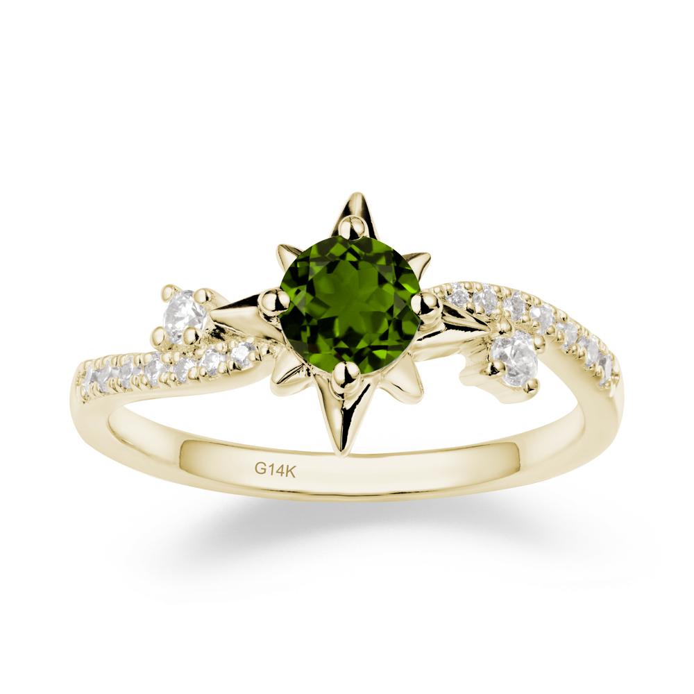 8-Pointed Star Round Diopside Sterling Silver Ring - LUO Jewelry #metal_14k yellow gold