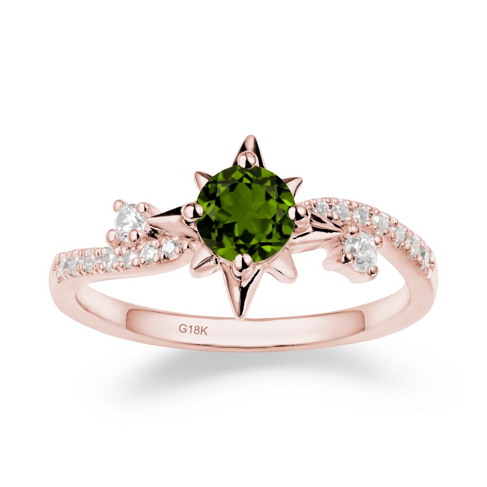8-Pointed Star Round Diopside Sterling Silver Ring - LUO Jewelry #metal_18k rose gold