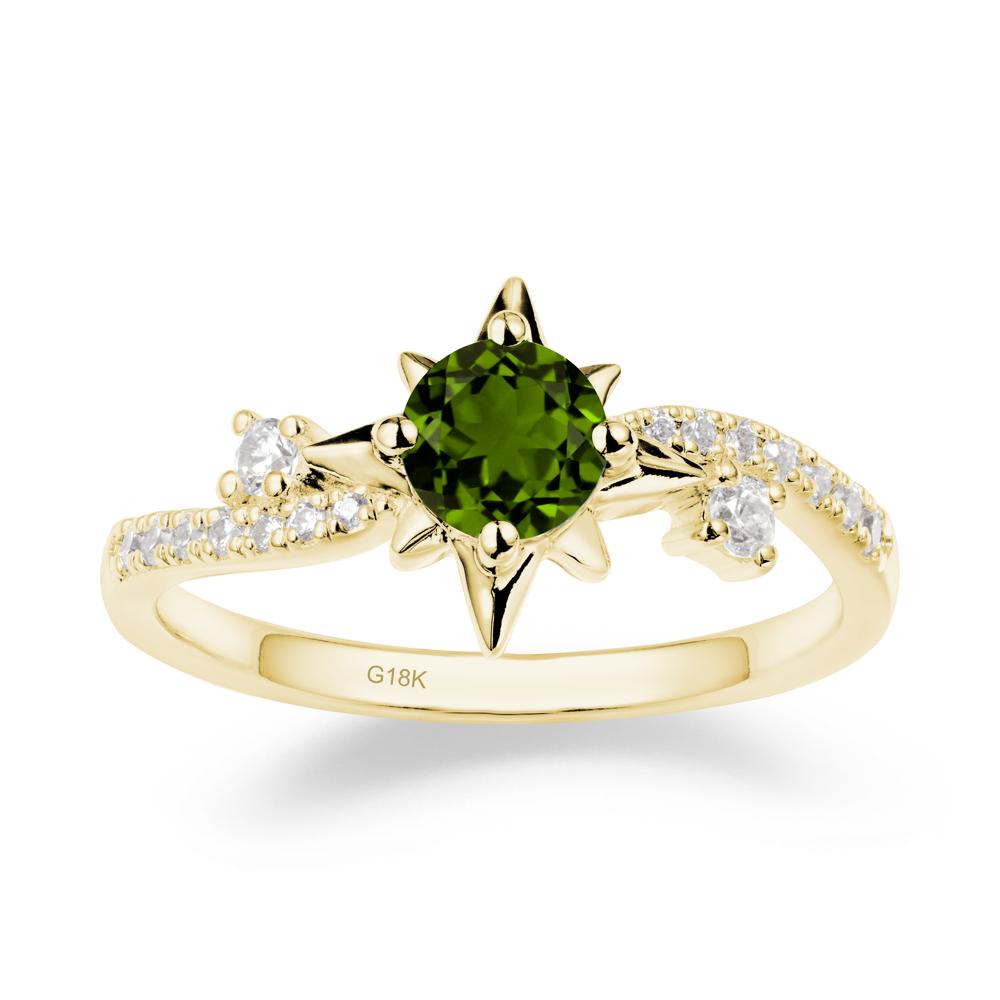 8-Pointed Star Round Diopside Sterling Silver Ring - LUO Jewelry #metal_18k yellow gold