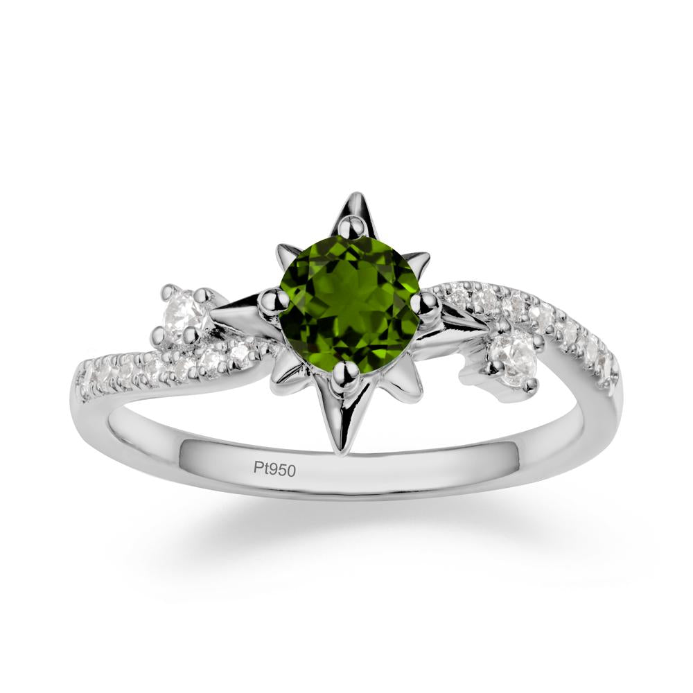 8-Pointed Star Round Diopside Sterling Silver Ring - LUO Jewelry #metal_platinum