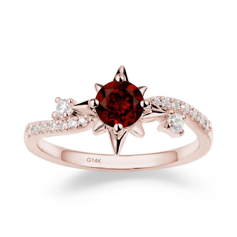 8-Pointed Star Round Garnet Sterling Silver Ring - LUO Jewelry #metal_14k rose gold