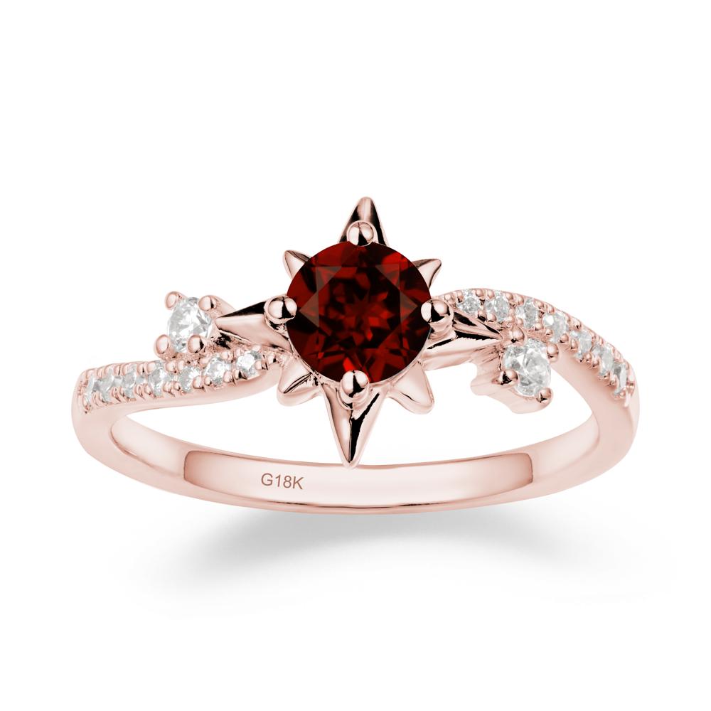 8-Pointed Star Round Garnet Sterling Silver Ring - LUO Jewelry #metal_18k rose gold