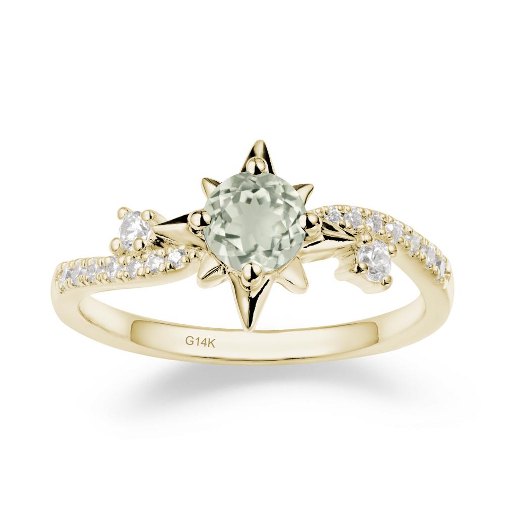 8-Pointed Star Round Green Amethyst Ring - LUO Jewelry #metal_14k yellow gold