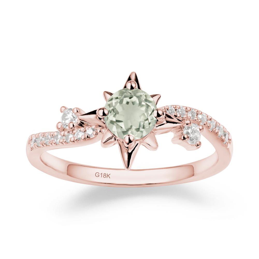 8-Pointed Star Round Green Amethyst Ring - LUO Jewelry #metal_18k rose gold