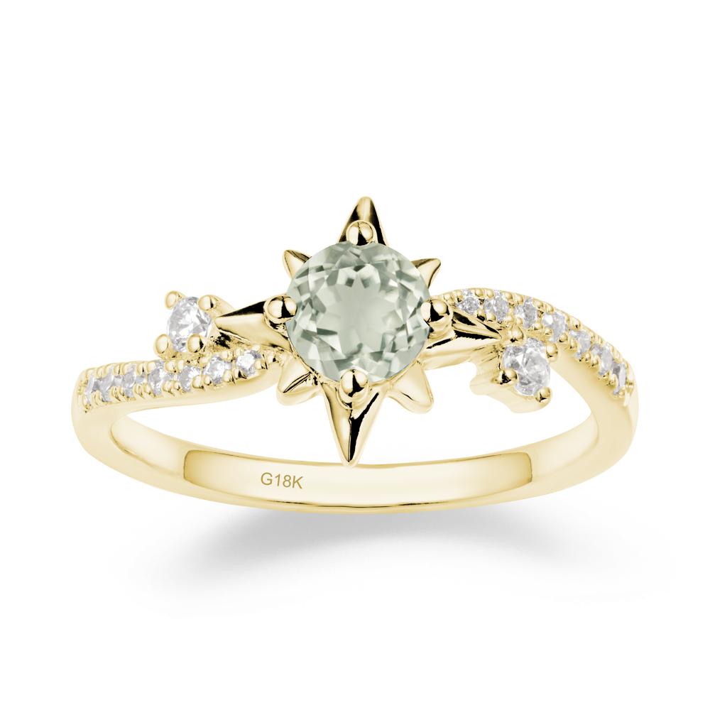 8-Pointed Star Round Green Amethyst Ring - LUO Jewelry #metal_18k yellow gold