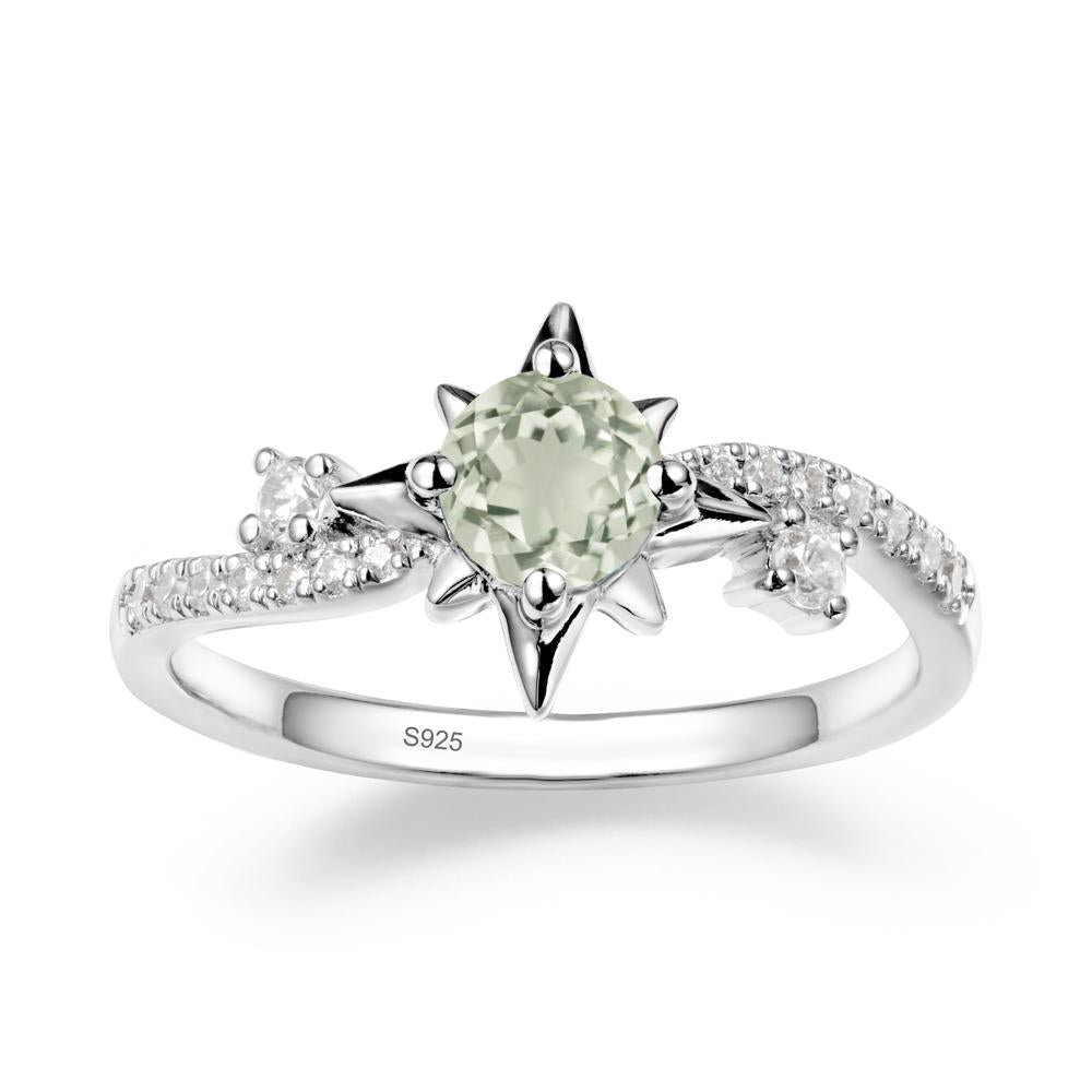 8-Pointed Star Round Green Amethyst Ring - LUO Jewelry #metal_sterling silver