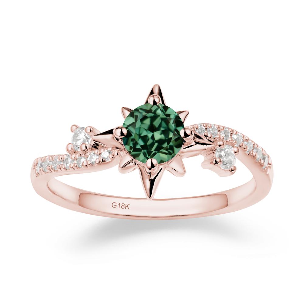 8-Pointed Star Round Green Sapphire Sterling Silver Ring - LUO Jewelry #metal_18k rose gold