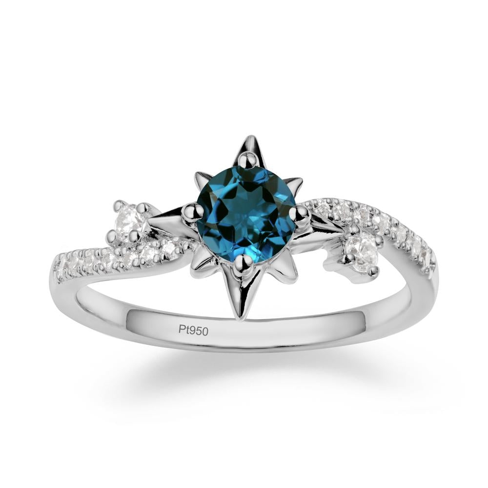8-Pointed Star Round London Blue Topaz Sterling Silver Ring - LUO Jewelry #metal_platinum