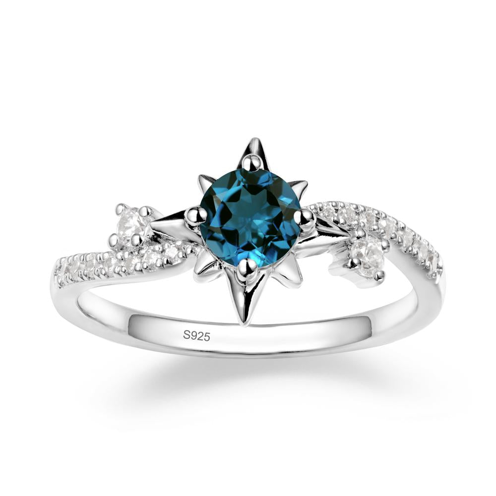 8-Pointed Star Round London Blue Topaz Sterling Silver Ring - LUO Jewelry #metal_sterling silver