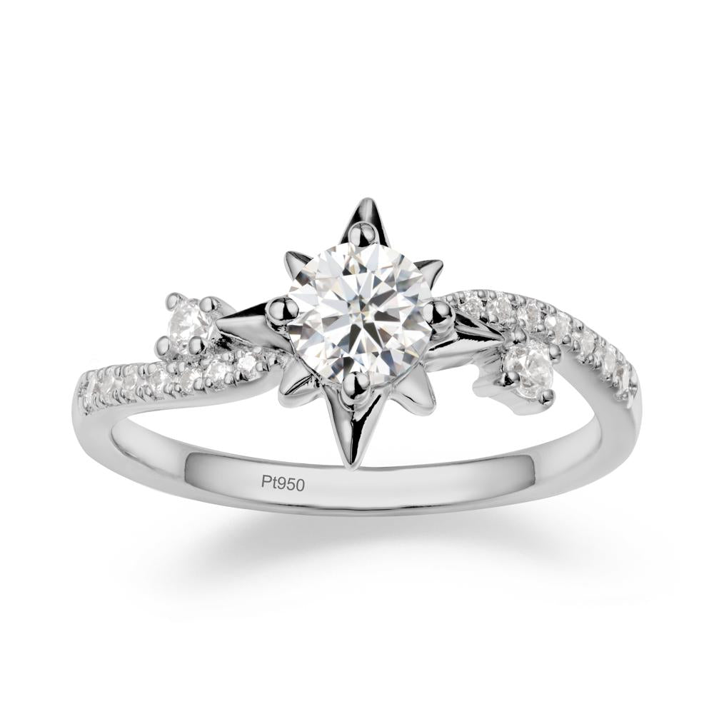 8-Pointed Star Round Moissanite Ring - LUO Jewelry #metal_platinum