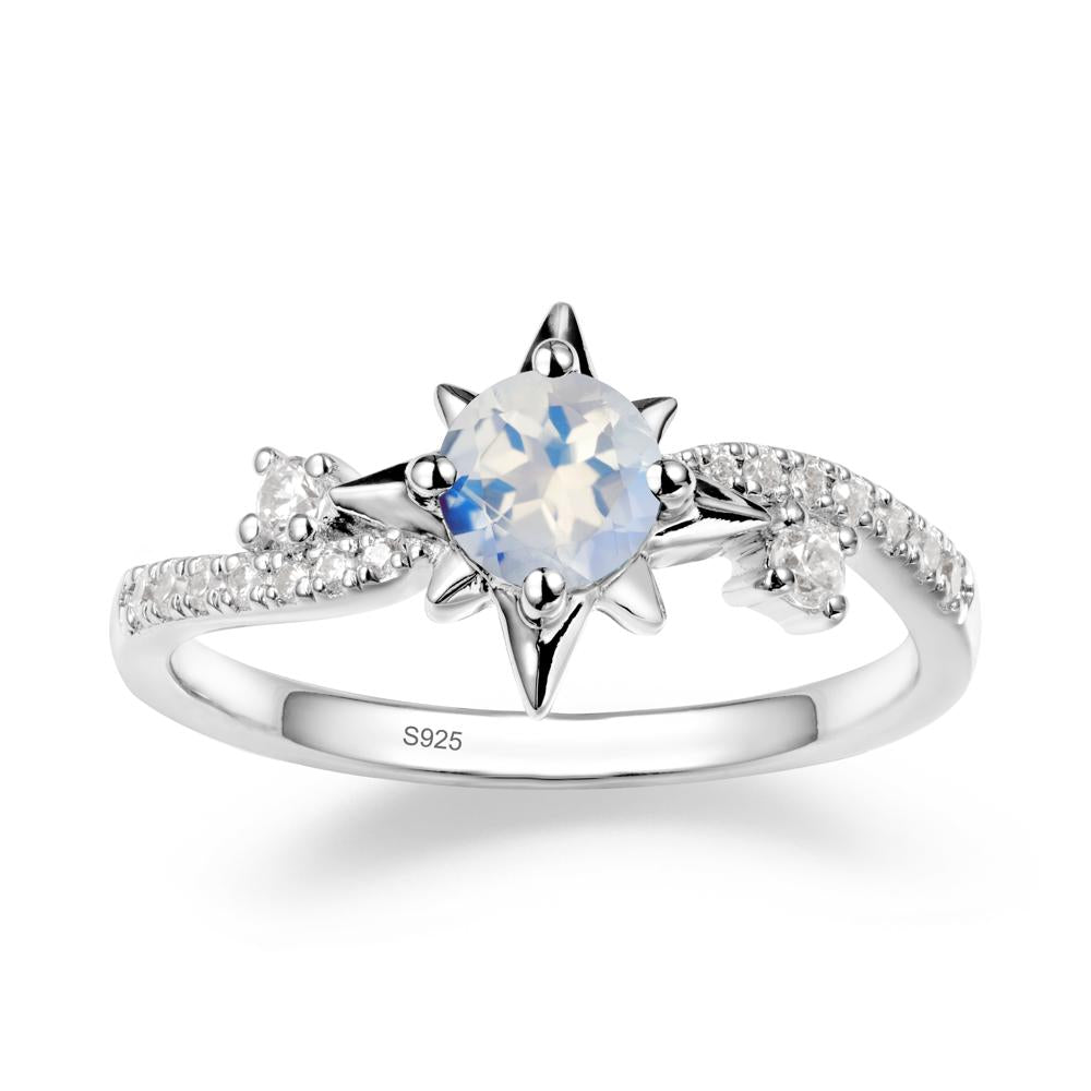 8-Pointed Star Round Moonstone Sterling Silver Ring - LUO Jewelry #metal_sterling silver