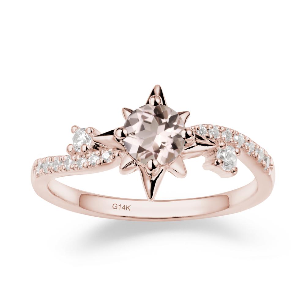 8-Pointed Star Round Morganite Ring - LUO Jewelry #metal_14k rose gold