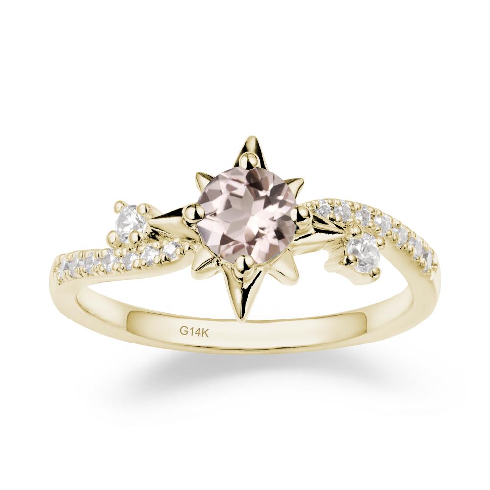 8-Pointed Star Round Morganite Ring - LUO Jewelry #metal_14k yellow gold