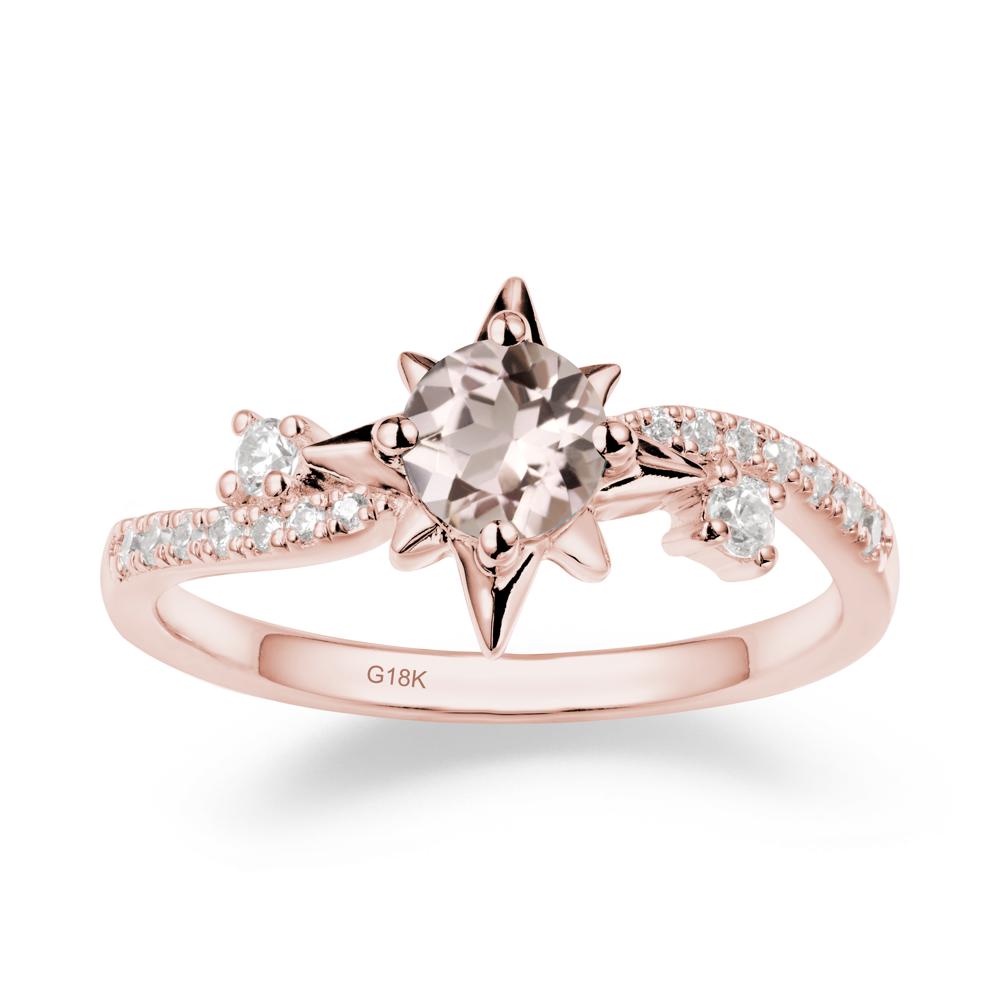 8-Pointed Star Round Morganite Ring - LUO Jewelry #metal_18k rose gold