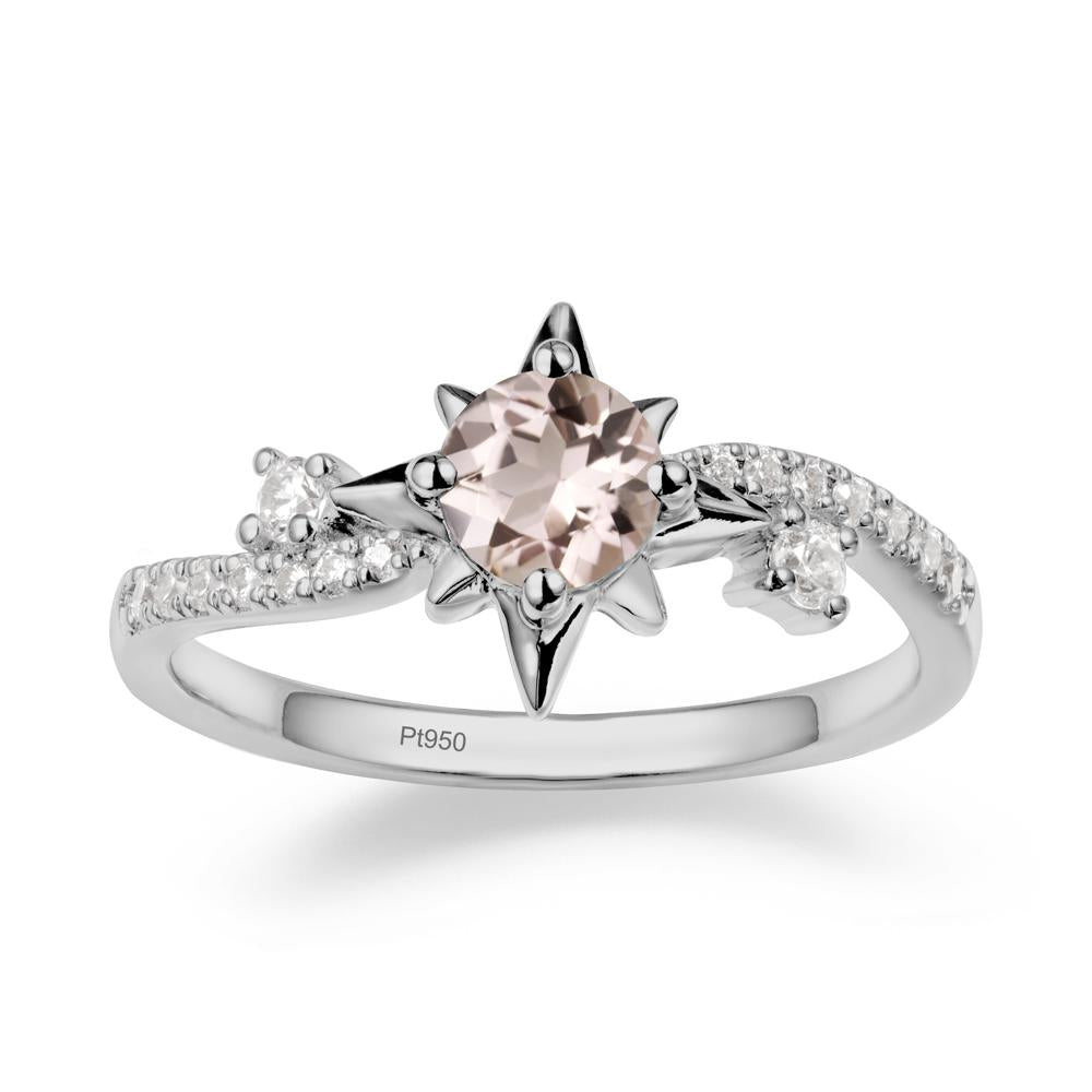 8-Pointed Star Round Morganite Ring - LUO Jewelry #metal_platinum