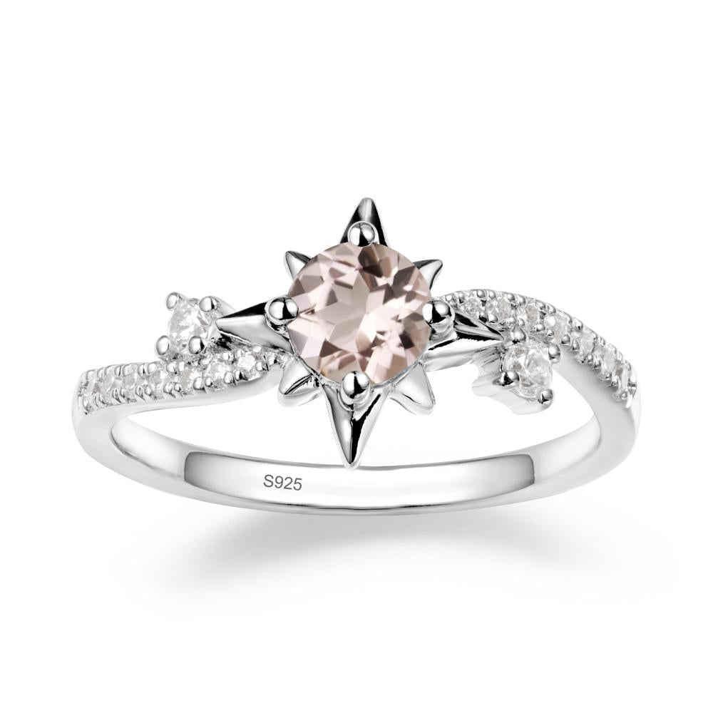 8-Pointed Star Round Morganite Ring - LUO Jewelry #metal_sterling silver