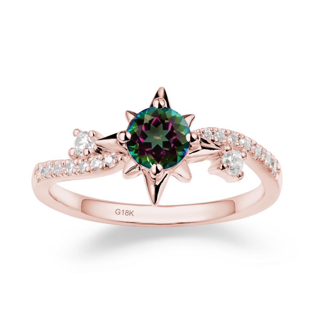 8-Pointed Star Round Mystic Topaz Sterling Silver Ring - LUO Jewelry #metal_18k rose gold