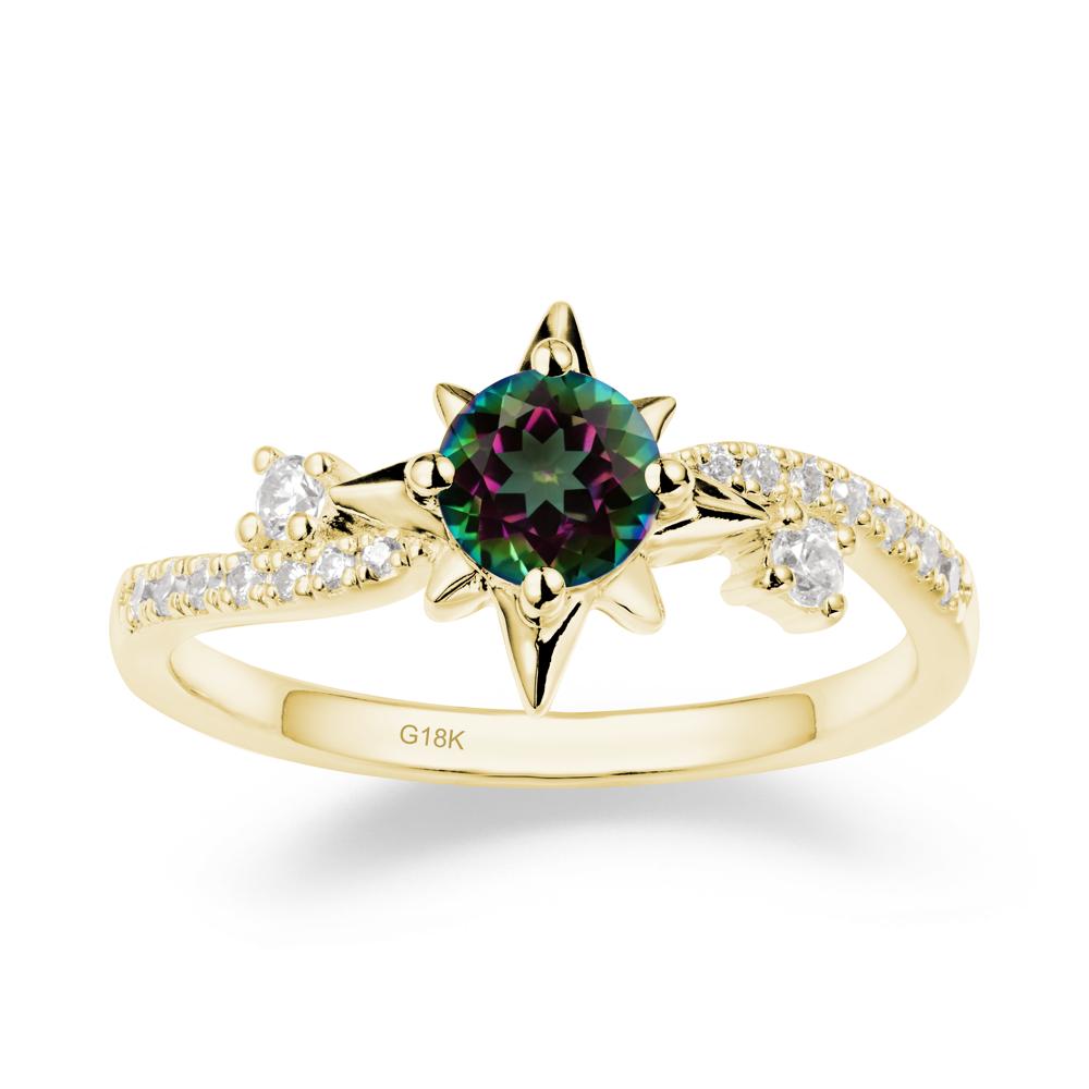 8-Pointed Star Round Mystic Topaz Sterling Silver Ring - LUO Jewelry #metal_18k yellow gold