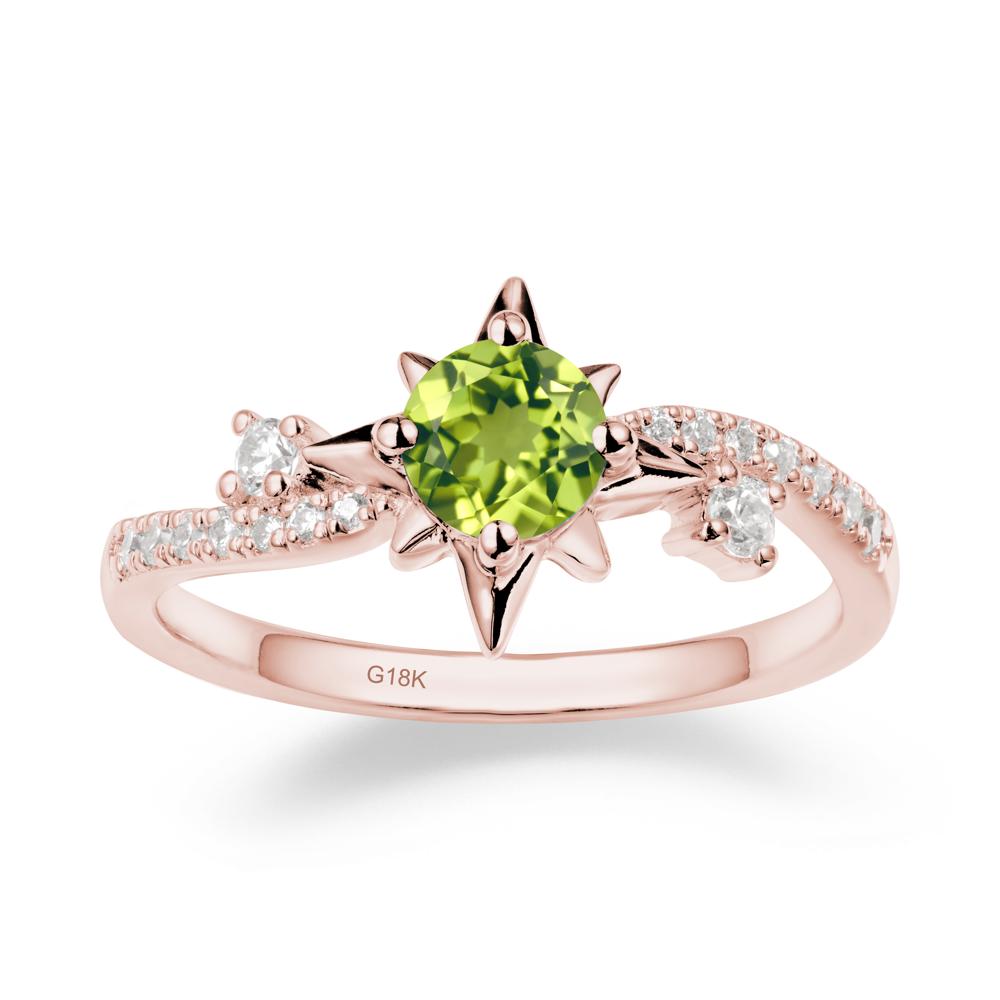 8-Pointed Star Round Peridot Sterling Silver Ring - LUO Jewelry #metal_18k rose gold