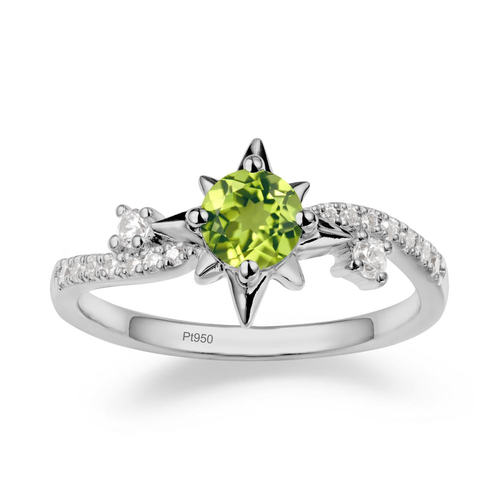 8-Pointed Star Round Peridot Sterling Silver Ring - LUO Jewelry #metal_platinum