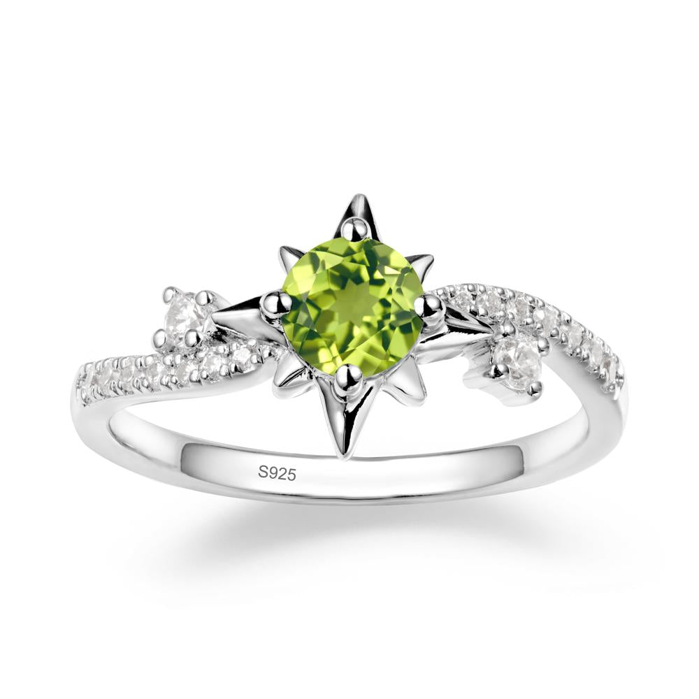 8-Pointed Star Round Peridot Sterling Silver Ring - LUO Jewelry #metal_sterling silver