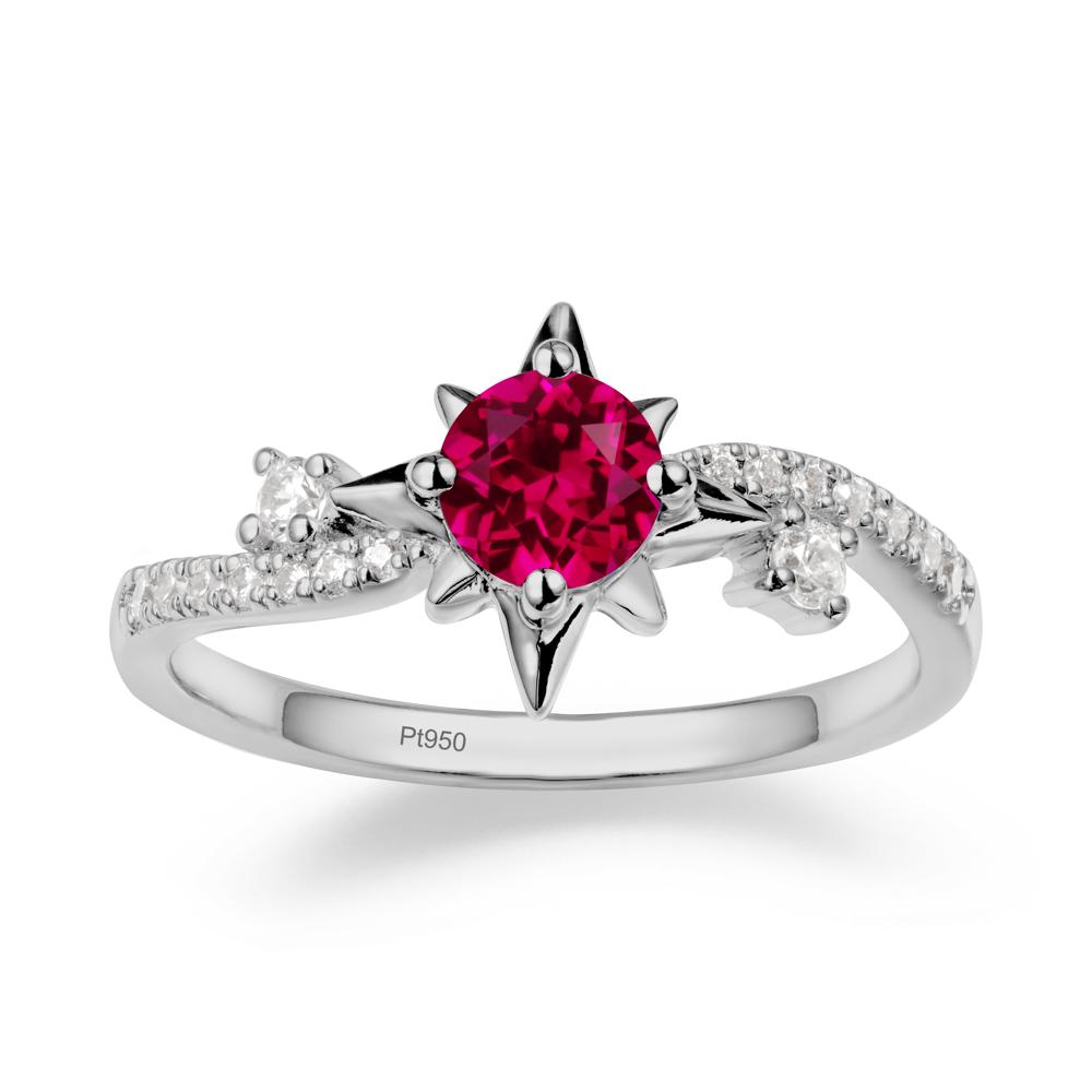 8-Pointed Star Round Ruby Ring - LUO Jewelry #metal_platinum